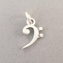 Load image into Gallery viewer, BASS CLEF .925 Sterling Silver 3-D Charm Pendant Sheet Music Score Band HB02