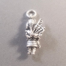 Load image into Gallery viewer, BAGPIPE PLAYER .925 Sterling Silver 3-D Charm Pendant Scotland Music Instrument Kilt Scottish TB18