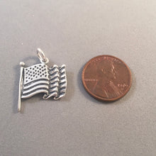 Load image into Gallery viewer, AMERICAN FLAG Waving .925 Sterling silver Charm Pendant USA Country Travel tu28