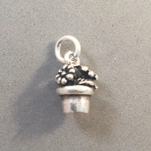Load image into Gallery viewer, FLOWER POT .925 Sterling Silver 3-D Charm Pendant Potted Plant Garden Daisy Blossoms Bloom GA27