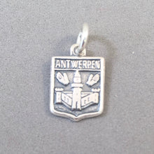 Load image into Gallery viewer, ANTWERPEN .925 Sterling Silver Charm Pendant Belgium Travel Shield Crest Town Hall Europe td12