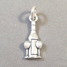 Load image into Gallery viewer, WINE BOTTLE & GLASSES .925 Sterling Silver Charm Pendant Drink Red White two Glasses Kitchen kt15