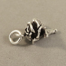 Load image into Gallery viewer, CAMELIA .925 Sterling Silver 3-D Charm Pendant Flower Garden Spring Rose Stem GA43