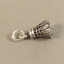 Load image into Gallery viewer, SHUTTLECOCK .925 Sterling Silver 3-D Charm Pendant Badminton Birdie Sports Equipment Player sp06