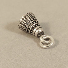 Load image into Gallery viewer, SHUTTLECOCK .925 Sterling Silver 3-D Charm Pendant Badminton Birdie Sports Equipment Player sp06