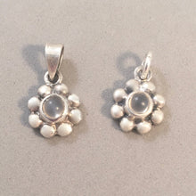 Load image into Gallery viewer, MOONSTONE FLOWER .925 Sterling Silver Pendant OR Charm with Genuine Natural Cabachon Stone GA15
