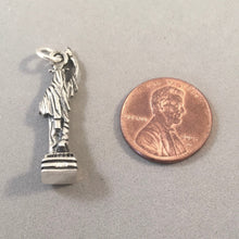 Load image into Gallery viewer, STATUE of LIBERTY Large .925 Sterling Silver 3-D Charm Pendant Landmark New York City Manhattan pm34