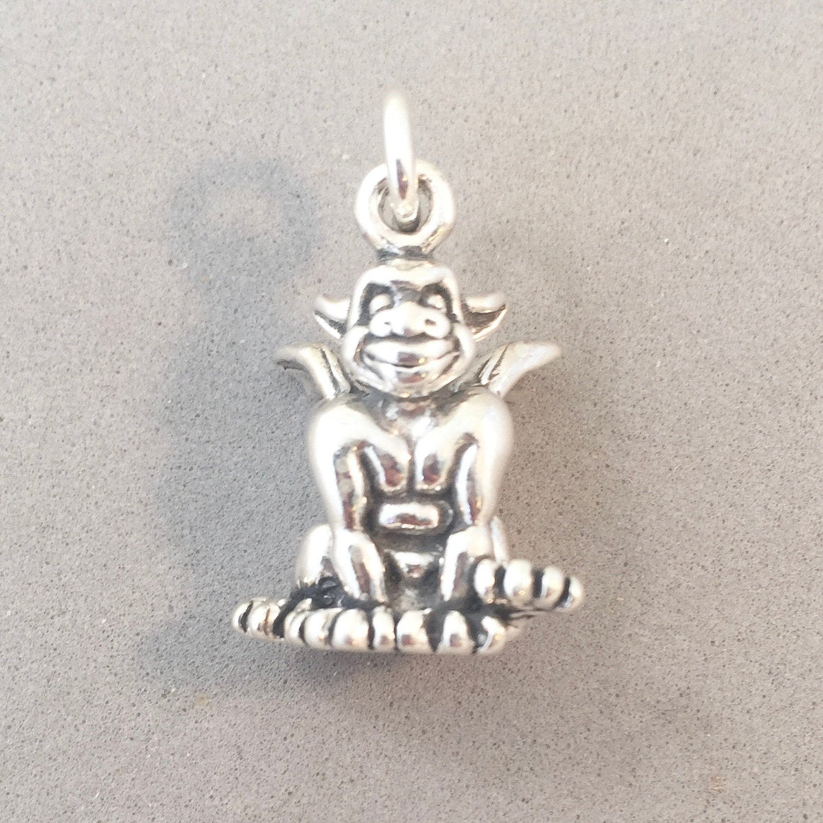 GARGOYLE 3-D Sterling Silver Charm Pendant Winged Fairytale
