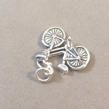 Load image into Gallery viewer, BICYCLE with BASKET Double Sided .925 Sterling Silver Charm Pendant City Tour Bike Ten Speed Amsterdam SP107