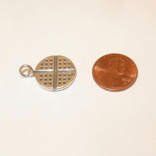 Load image into Gallery viewer, Sale! WAFFLE .925 Sterling Silver 3-D Charm Pendant Belgium Breakfast w Butter Food Cooking KT180