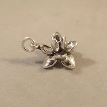 Load image into Gallery viewer, Sale! LOTUS .925 Sterling Silver 3-D Charm Pendant Waterlily Lily Pad Lilies Bloom Flower Garden GA127