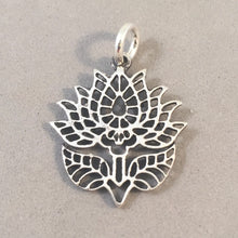 Load image into Gallery viewer, LOTUS - FILAGREE .925 Sterling Silver Charm Pendant Waterlily Lily Pad Lilies Bloom Flower ga18