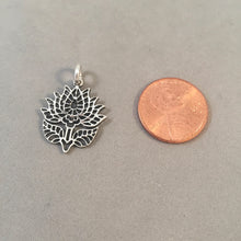 Load image into Gallery viewer, LOTUS - FILAGREE .925 Sterling Silver Charm Pendant Waterlily Lily Pad Lilies Bloom Flower ga18