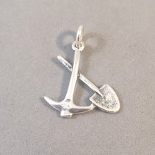 Load image into Gallery viewer, PICK & SHOVEL .925 Sterling Silver 3-D Charm Pendant Old West Gold Silver Mining Rush TW08