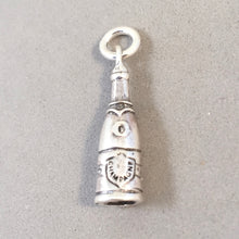 Load image into Gallery viewer, CHAMPAGNE BOTTLE .925 Sterling Silver 3-D Charm Pendant Bubbly Sparking France New Years KT37