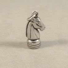 Load image into Gallery viewer, Sale! CHESS KNIGHT .925 Sterling Silver 3-D Charm Pendant Game Piece Board New SL73L