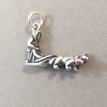 Load image into Gallery viewer, DOG SLED .925 Sterling Silver Charm Travel Tourist Iditarod Alaska Racing Sleigh Husky Mush New sp15