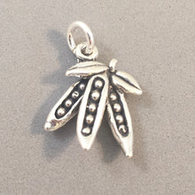 Load image into Gallery viewer, Sale! PEAS in a POD .925 Sterling Silver 3-D Charm Vegetable Food Garden Best Friends Snap Peas SL22J