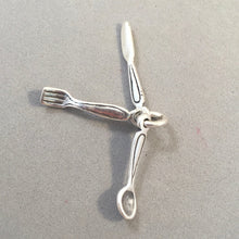 Load image into Gallery viewer, SILVERWARE SET .925 Sterling Silver 3-D Charm Pendant Flatware Knife Fork Spoon GT02