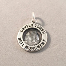 Load image into Gallery viewer, DEVILS TOWER National Monument .925 Sterling Silver Double Sided Charm America's 1st Bear Lodge Pendant Park Wyoming  pm18