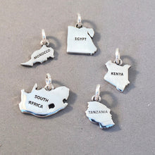 Load image into Gallery viewer, AFRICA MAP .925 Sterling Silver Charm Pendant Tunisia Algeria Mozambique Zimbabwe Souvenir  ct17-AF