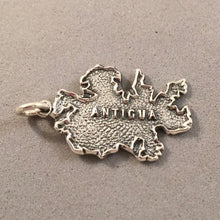 Load image into Gallery viewer, ANTIGUA .925 Sterling Silver Map Charm Pendant Outline Shape Caribbean Leeward Islands Tourist Travel tr06