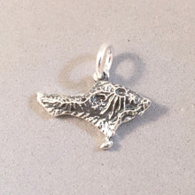 Load image into Gallery viewer, BALI MAP .925 Sterling Silver Charm Pendant Country Topographical Denpasar Mount Agung Volcano Souvenir ta38