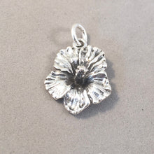 Load image into Gallery viewer, HIBISCUS FLOWER .925 Sterling Silver 3-D Charm Pendant Hawaii Tropical Garden New ga24