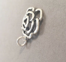 Load image into Gallery viewer, Sale! ROSE Large OPEN BLOOM .925 Sterling Silver 3-D Charm Pendant Flower Garden Nature Floral Spring Festival Portland City SL70C