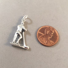 Load image into Gallery viewer, ALPHORN PLAYER .925 Sterling Silver 3-D Charm Pendant Swiss Alps Switzerland Bavaria Germany Alpine Horn Souvenir Europe ts18