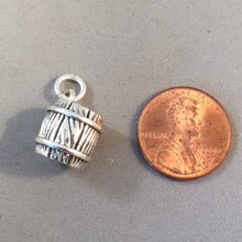 Load image into Gallery viewer, WOOD BARREL .925 Sterling Silver 3-D Charm Pendant Wine Whiskey Bourbon Liquor kt52