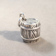Load image into Gallery viewer, WOOD BARREL .925 Sterling Silver 3-D Charm Pendant Wine Whiskey Bourbon Liquor kt52