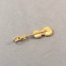 Load image into Gallery viewer, IRISH FIDDLE Gold Plated .925 Sterling Silver 3-D Charm Pendant Celtic Symbol Violin Music String Instrument Symphony Orchestra TB64G