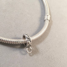 Load image into Gallery viewer, Textured CONVERTER BEAD For Charm Bracelet .925 Sterling Silver Works for Pandora, European and many Bangle style bracelets fd13