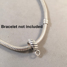 Load image into Gallery viewer, Striped CONVERTER BEAD For Charm Bracelet .925 Sterling Silver Works for Pandora, European and many Bangle style bracelets fd07