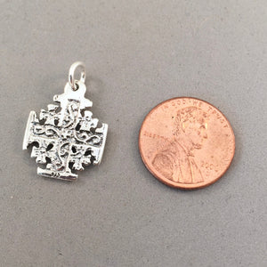 JERUSALEM CROSS .925 Sterling Silver Charm Pendant Faith Religion Jewish Israel Travel Souvenir tz18