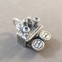 Load image into Gallery viewer, BAR .925 Sterling Silver 3-D Charm Pendant Saloon Tavern Drinks Bottles Counter Stools kt41