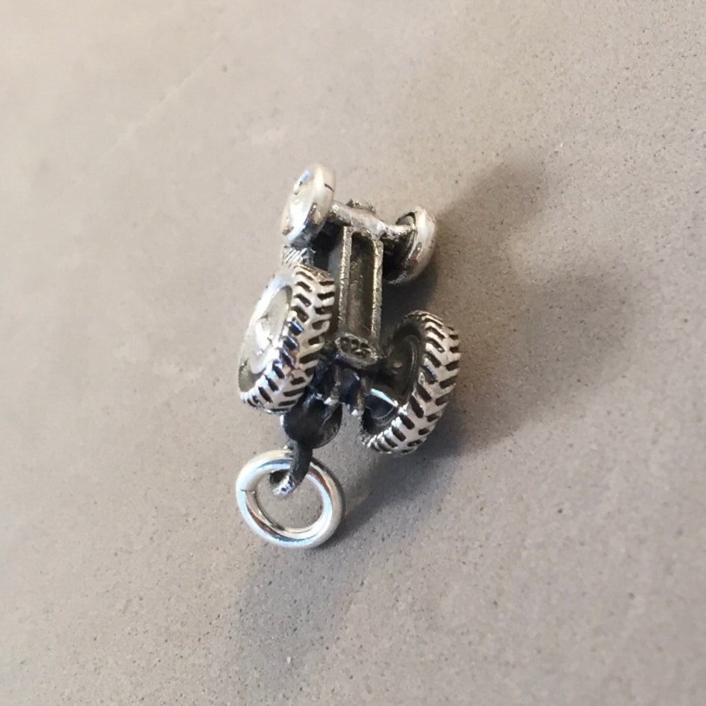 Tractor Mobile Phone Charm Pendant - Silver Miniature Farm Vehicle Charm For Cell Phones & Keys