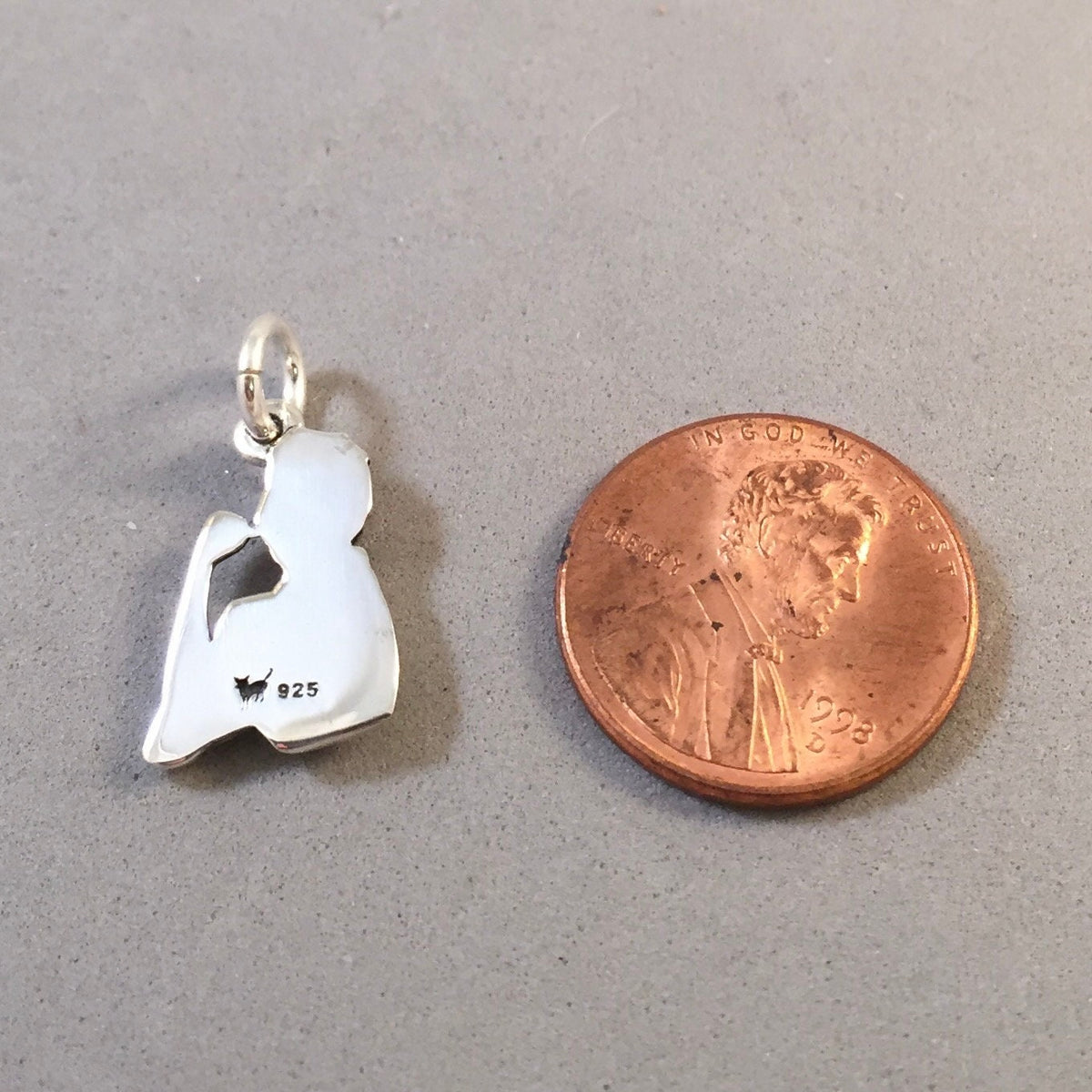 ROSIE The Riveter .925 Sterling Silver Charm Pendant WW II Home Front