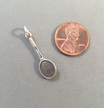 Load image into Gallery viewer, Sale! TENNIS RACKET With Ball .925 Sterling Silver 3-D Charm Pendant Sports Player Figural SL30E