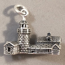 Load image into Gallery viewer, BASS HARBOR HEAD Lighthouse Large .925 Sterling Silver Charm Pendant Souvenir Acadia National Park Maine PM35