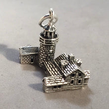 Load image into Gallery viewer, BASS HARBOR HEAD Lighthouse Large .925 Sterling Silver Charm Pendant Souvenir Acadia National Park Maine PM35