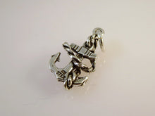 Load image into Gallery viewer, ANCHOR with ROPE .925 Sterling Silver 3-D Charm Pendant Beach Sailing Boating Ocean BV02