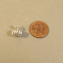 Load image into Gallery viewer, PUMPKIN .925 Sterling Silver 3-D Charm Pendant Halloween Food Kitchen kt25