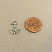 Load image into Gallery viewer, ANCHOR with Swirls .925 Sterling Silver Charm Pendant Beach Sailing Boating Ocean BV05