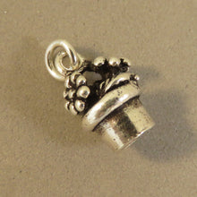 Load image into Gallery viewer, FLOWER POT .925 Sterling Silver 3-D Charm Pendant Potted Plant Garden Daisy Blossoms Bloom GA27