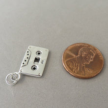 Load image into Gallery viewer, CASSETTE TAPE .925 Sterling Silver 3-D Charm Pendant Retro Recording Music Deck Player HB26