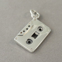 Load image into Gallery viewer, CASSETTE TAPE .925 Sterling Silver 3-D Charm Pendant Retro Recording Music Deck Player HB26