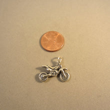 Load image into Gallery viewer, DIRT BIKE .925 Sterling Silver 3-D Charm Pendant Motocross Track Super Cross Motorcycle sp12