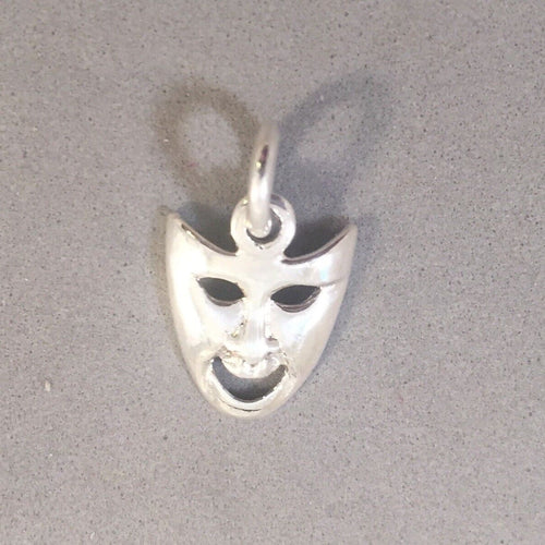 Sale! COMEDY MASK Small .925 Sterling Silver Charm Pendant Mardi Gras New Orleans SL14A